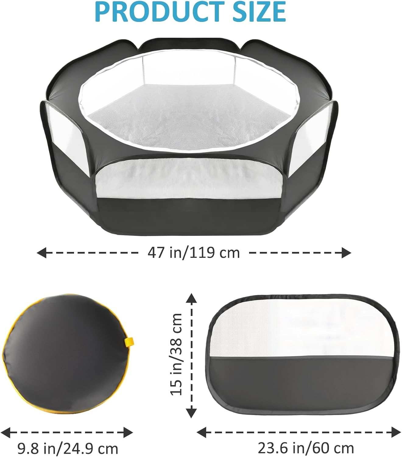 Roobuck Small Animal Playpen &ndash; Waterproof Chicken Brooder Box with Zippered Cover &ndash; Foldable Indoor Outdoor Small Pet Cage Tent for Rabbits, Guinea Pigs, Hamsters, Chick, Kitten, Puppy image number 5