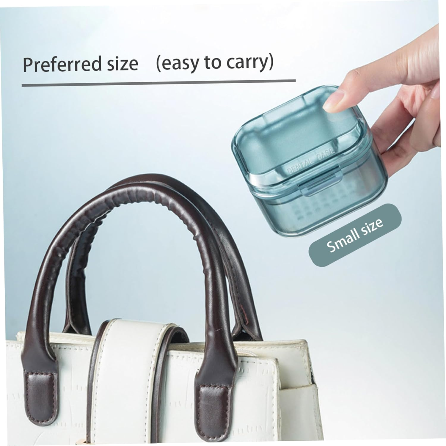 Retainer Case,Denture Box Portable Retainer Case Dentures Container Holder for Travel Retainer Cleaning Blue image number 2