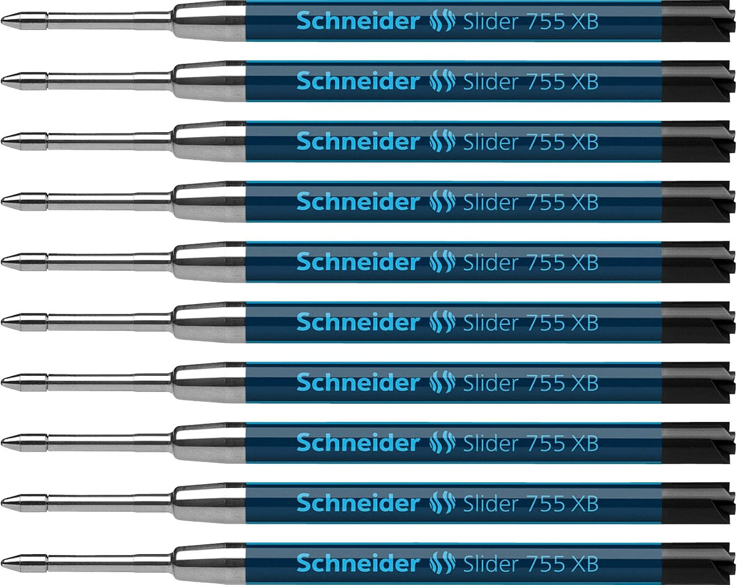 Schneider Slider 755 XB (Extra Broad) Ballpoint Pen Refill, 1.4 Mm, ISO Format G2, Black Ink, Box of 10 Refills (175501)
