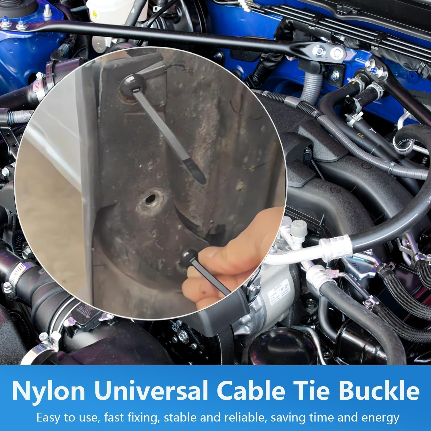 IONPSHG Heavy Duty Self-Locking Nylon Universal Cable Tie Buckle (100 Pcs) &ndash; UV Resistant Black Zip Ties for Car Repair, Daily Use & Multipurpose Cable Management, Small Cinch Straps Holde image number 2