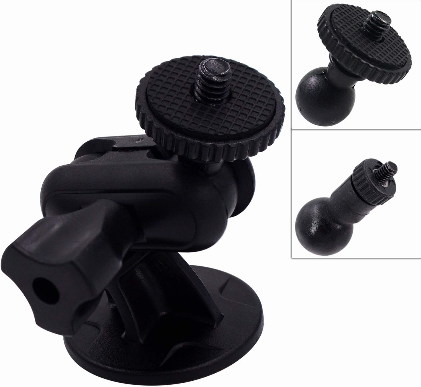 Isaddle CH01A 1/4" 1/8" Thread Camera Suction Mount Tripod Holder in Dash Cam Mount Holder - Screw Tripod Windshield Holder Fits Sony/Canon/Ricoh/Hp/Gopro/Oculus (M4 M6 Screw Join Ball Included)