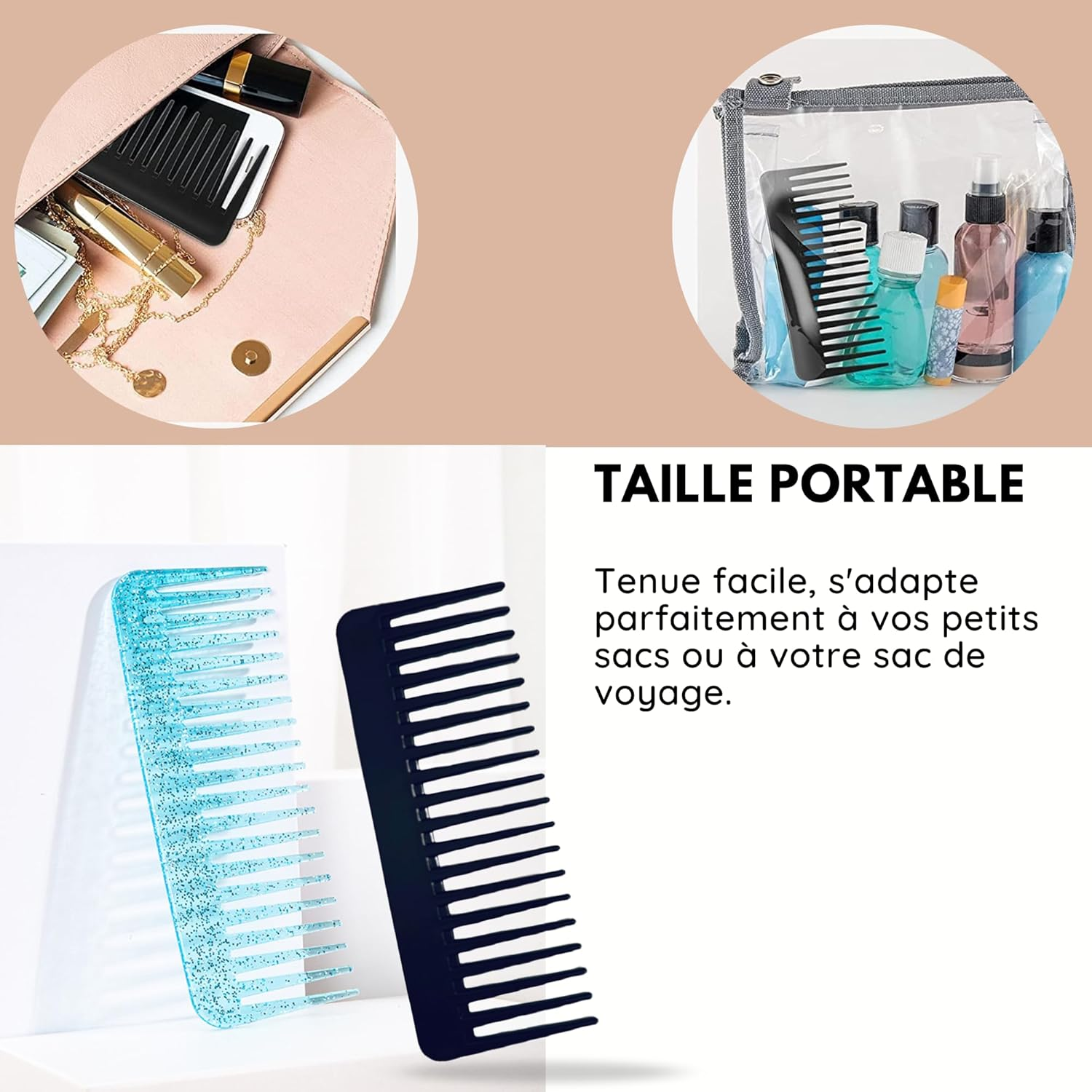 Wide Teeth Comb - Black (Purple)