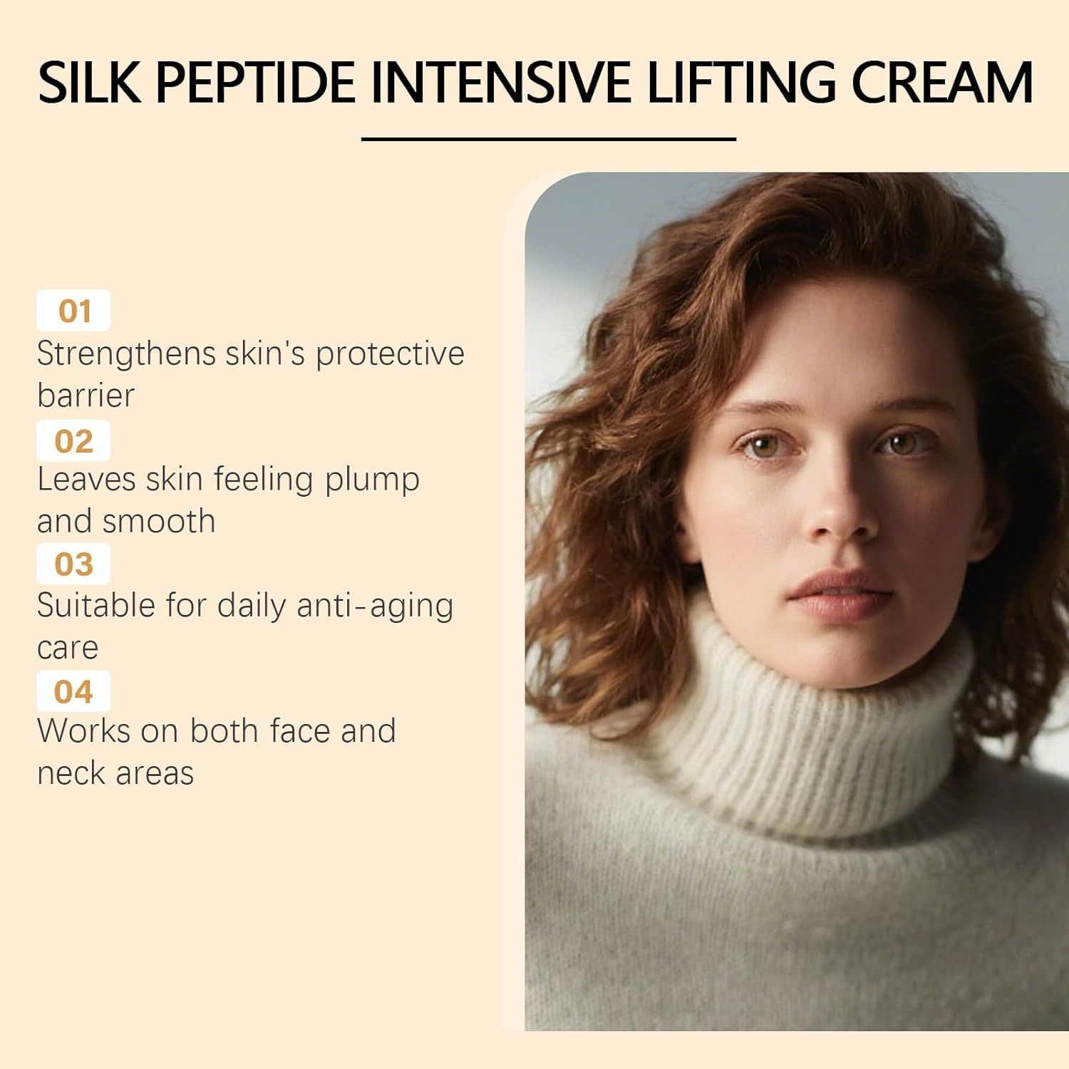 Silk Peptide Intensive Lifting Cream - Anti-Aging/Wrinkle Face Moisturizer for Women & Men, Firming Cream Tightening Lifting Sagging Skin, Deep Hydration, Skin Reducing Wrinkle Boosting Elasticity image number 2