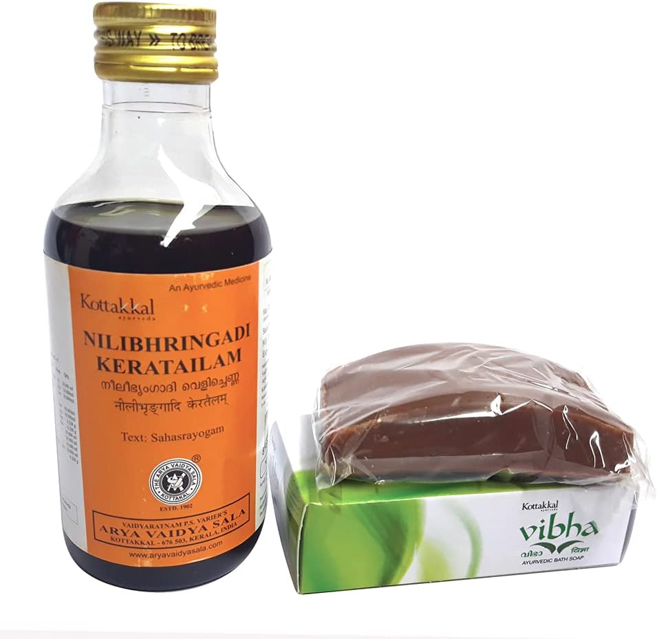 (Pack of 2) KOTTAKKAL NILIBHRINGADI KERA TAILAM (200 Mlx1) & KOTTAKKAL VIBHA AYURVEDIC BATH SOAP image number 2