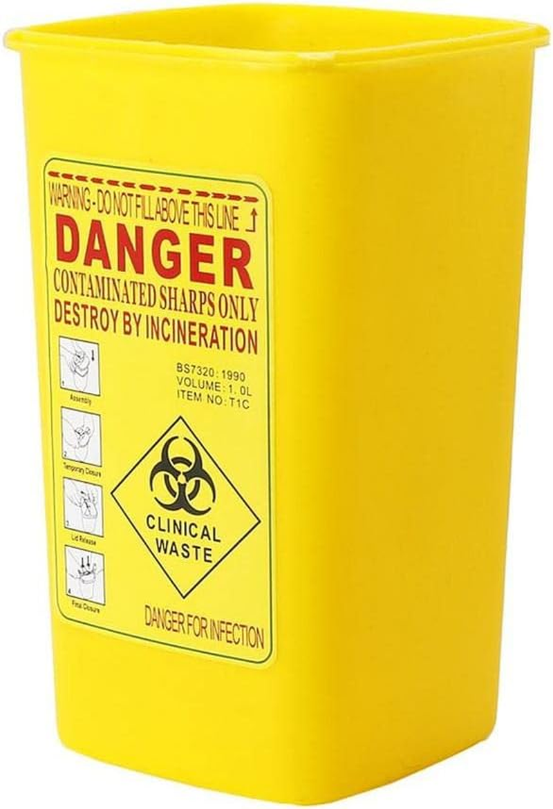 Kesoto Sharps Container Biohazard Needle Disposal - 1 Quart - Yellow