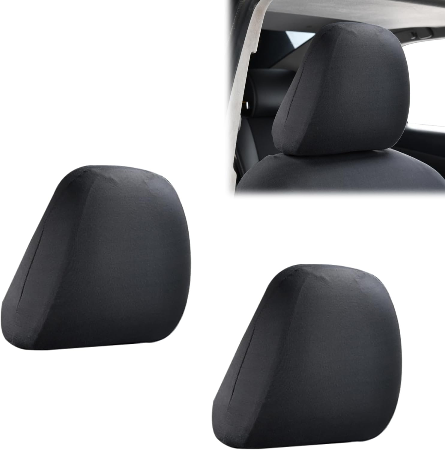 Sinytuto 4 PCS Car Headrest Protectors Replacements, Soft Foldable Breathable Durable Vehicle Seat Pillow Covers, Universal Fully Surrounded Automotive Pillow Accessories for Truck SUV Car (Black)