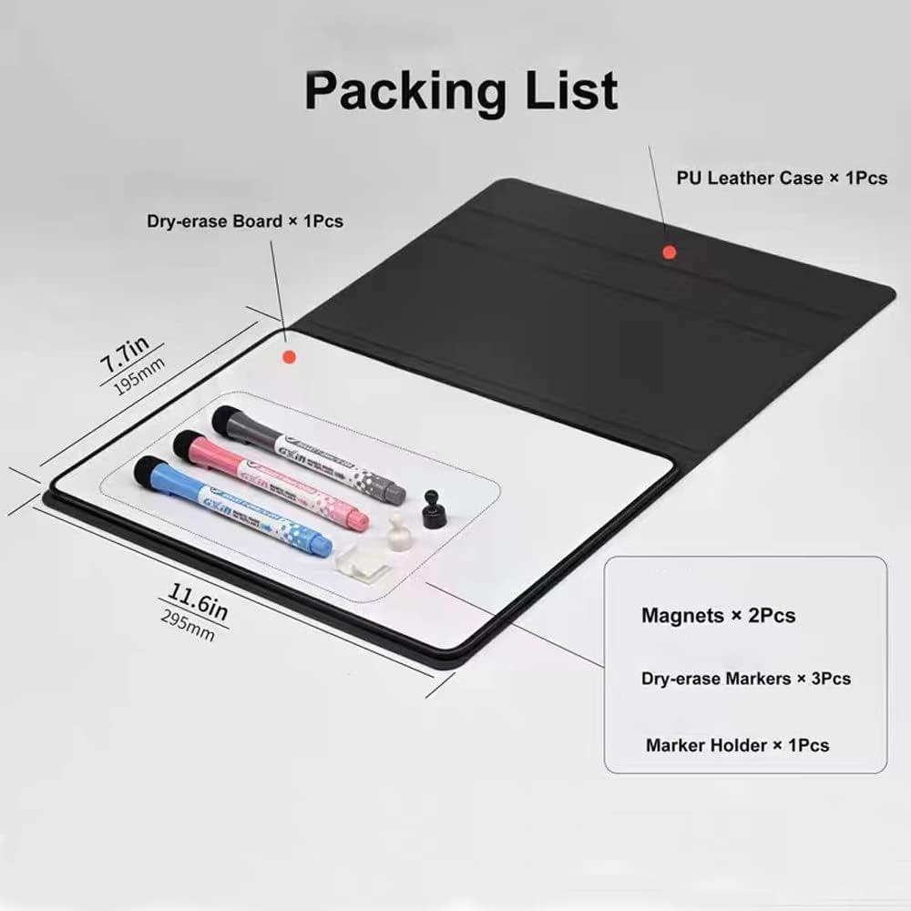 Aionue Desktop Dry Erase Small Whiteboard Portable A4 Blue Leather Whiteboard Desk White Board Mini Dry Erase Whiteboard Drawing Notice Boards for Home/Classroom/Office