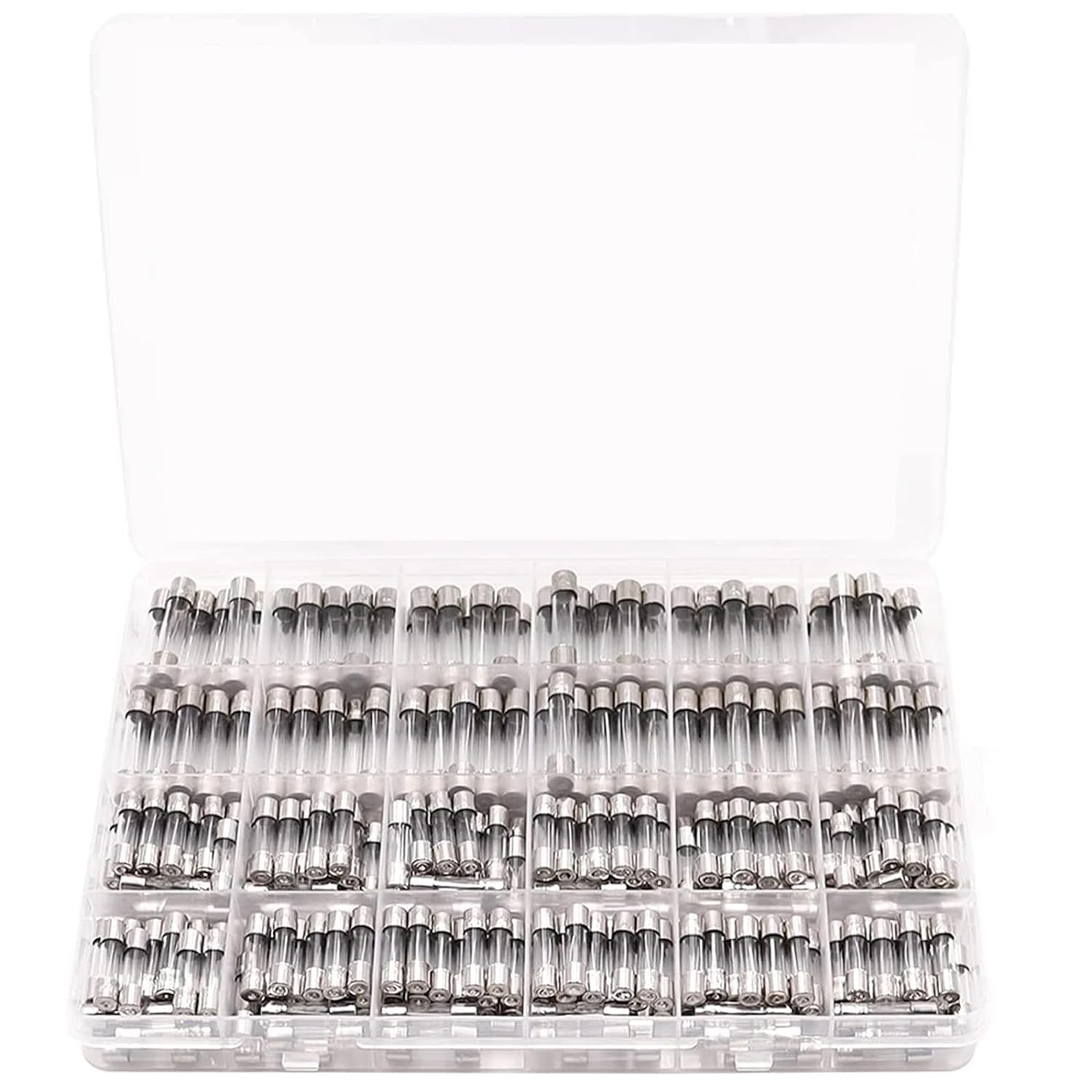 360Pcs 24Kinds Fast Blow Glass Fuses Assortment Kit;250V 5X20Mm/6X30Mm 0.25A~20A Assorted Quick Blow Tube Fuse Set image number 5