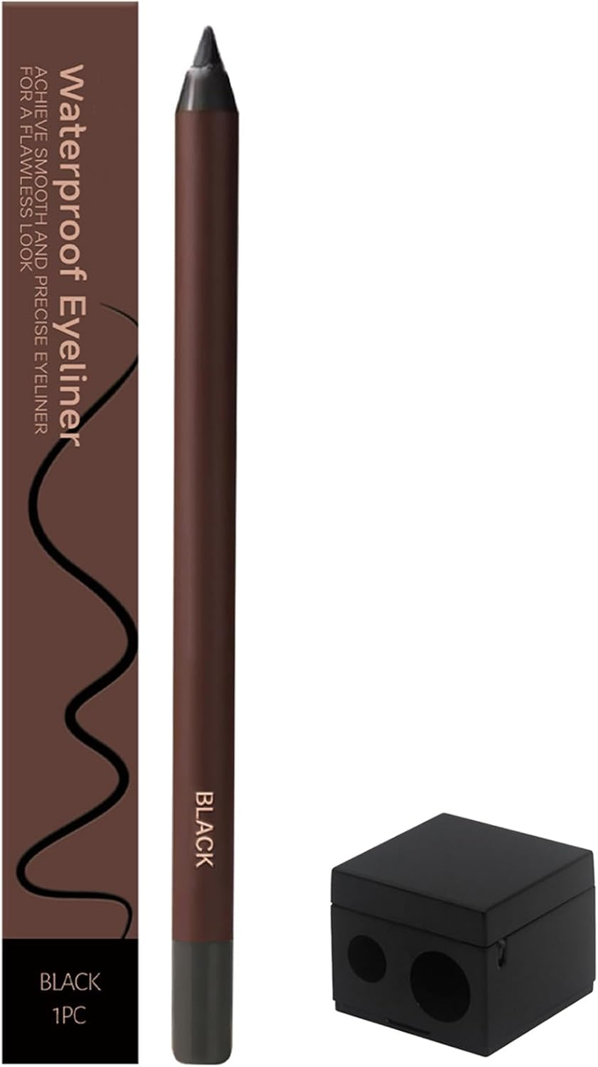 Eyeliner, 24 HR Waterproof Eyeliner Duo Sharpenable Eye Pencil, No Smudging Fading, Long-Lasting Smooth, Soft Tip and Easy to Color (02（Plum）)