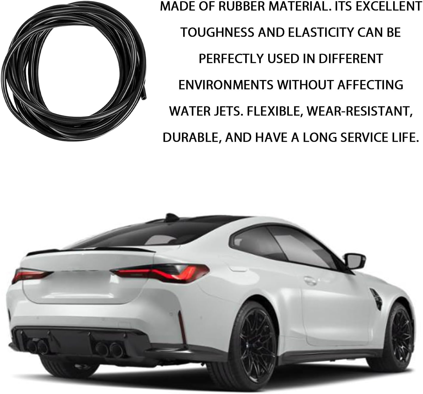 22 PCS Car Windshield Washer Nozzle Hose Kit, 4M Washer Fluid Hose, 6 PCS Hose Connectors，2 Fan Nozzles & Gaskets, 10Pcs Hood Retainers, Suitable for Truck SUV Windshield Fluid Tubing (Black) image number 4