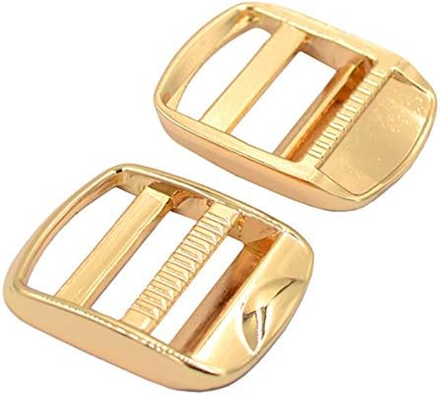DGOL 10 Pcs 1 Inch Metal Zinc Alloy Ladder Lock Slider Adjustable Webbing Strap Release Buckles (Golden) image number 4