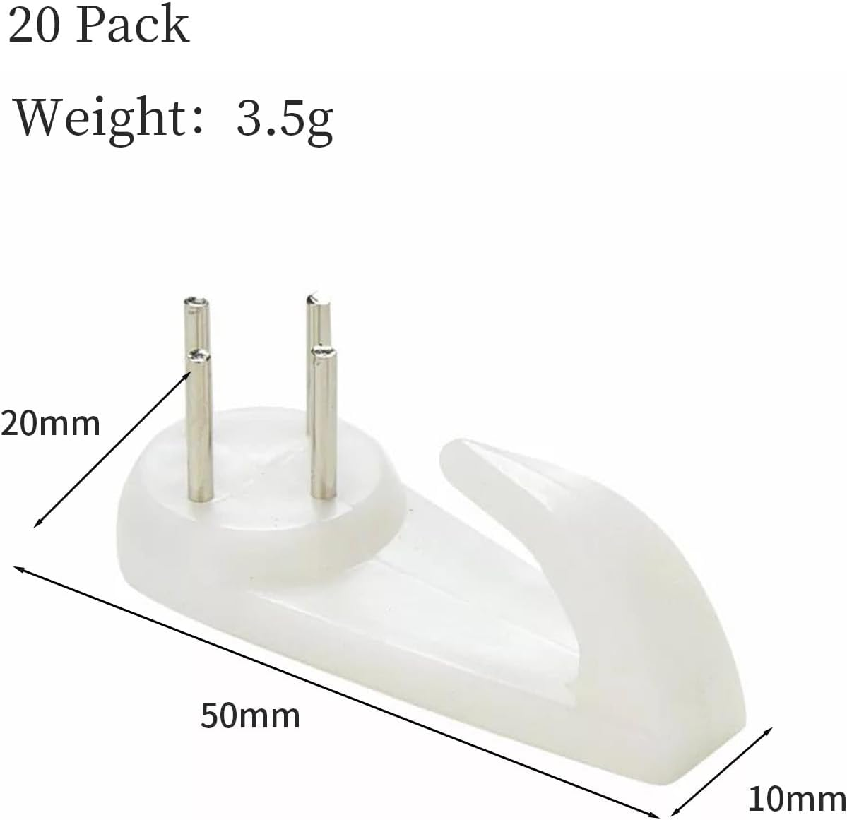 20PCS White Powerful Concrete Hard Wall Drywall Picture Hooks Non-Trace Hanging Hook Traceless Nail Plastic Wall Hook for Picture Photo Frame Clock Hangers(5Cm/1.97 Length) image number 2