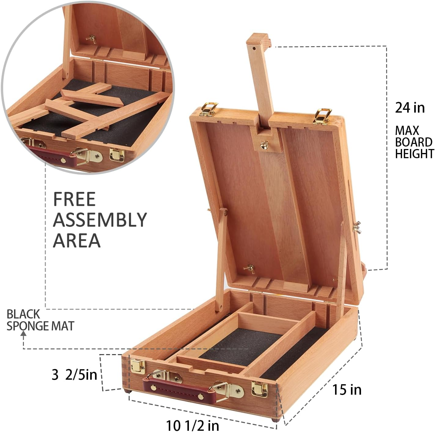 Falling in Art 29 Piece Acrylic Painting Set of 12 Colors with Portable Table Easel Box, Canvas Panels, Brushes, Palette and More image number 5