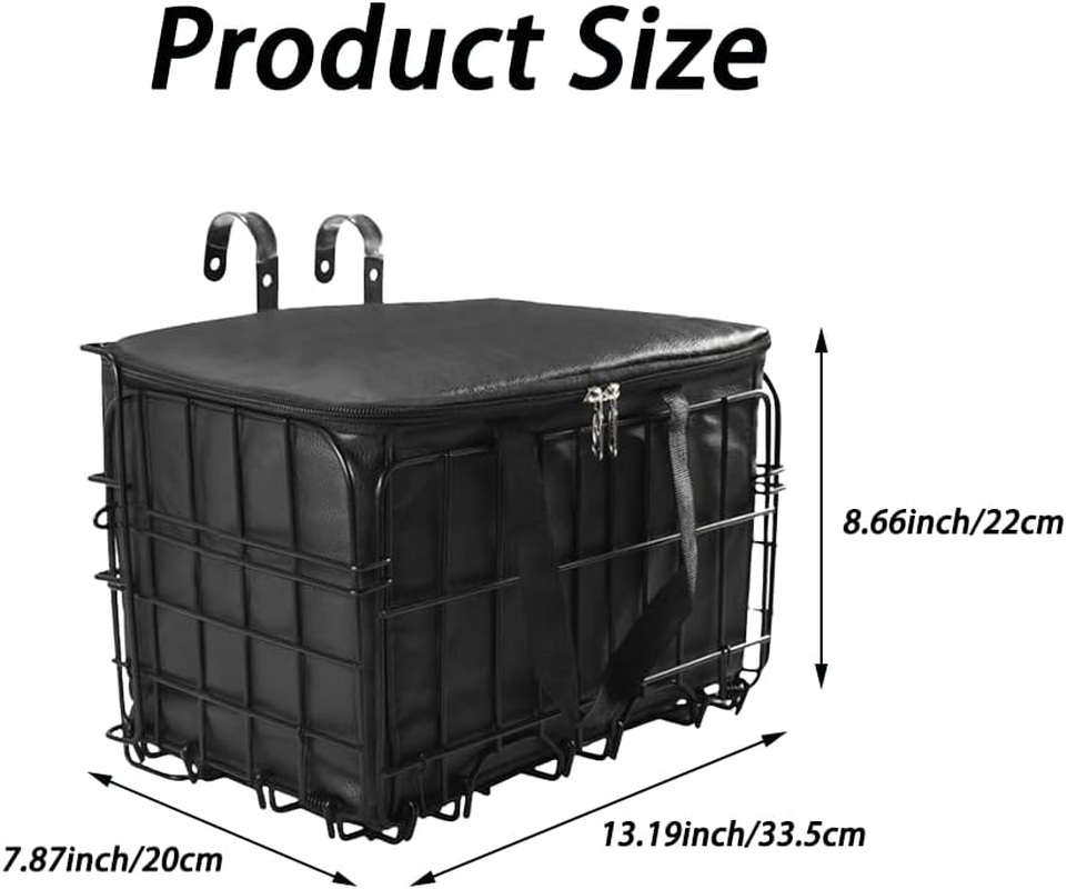 NYGHMY 1 Pcs Folding Bike Basket, Large Capacity Metal Basket with Removable Waterproof Liner Bag, Quick Release Design, Suitable for Adult Bikes, Ideal for Carrying Pets, Fruits, and Groceries image number 5