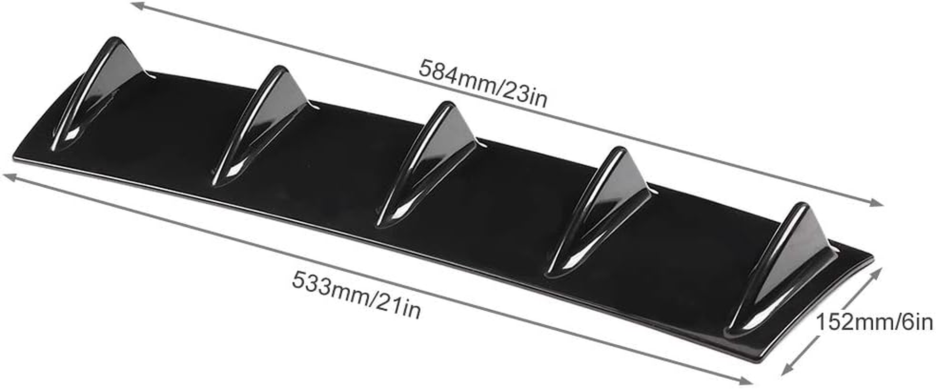 Akozon Universal Rear Bumper Lip Diffuser Car Rear Bumper Chassis Black Spoiler Shark Fin Spoiler Wing Lip Diffuser(M) image number 3