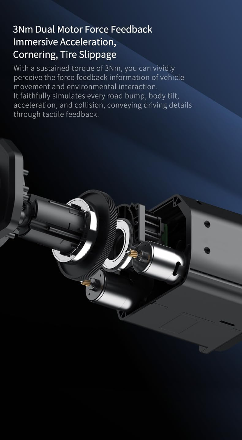 PXN V99 Racing Simulation Set: Force Feedback Wheel, 6+1 Gear Stick, Adjustable Pedals for PC, PS3, PS4, Xbox, Nintendo Switch image number 1