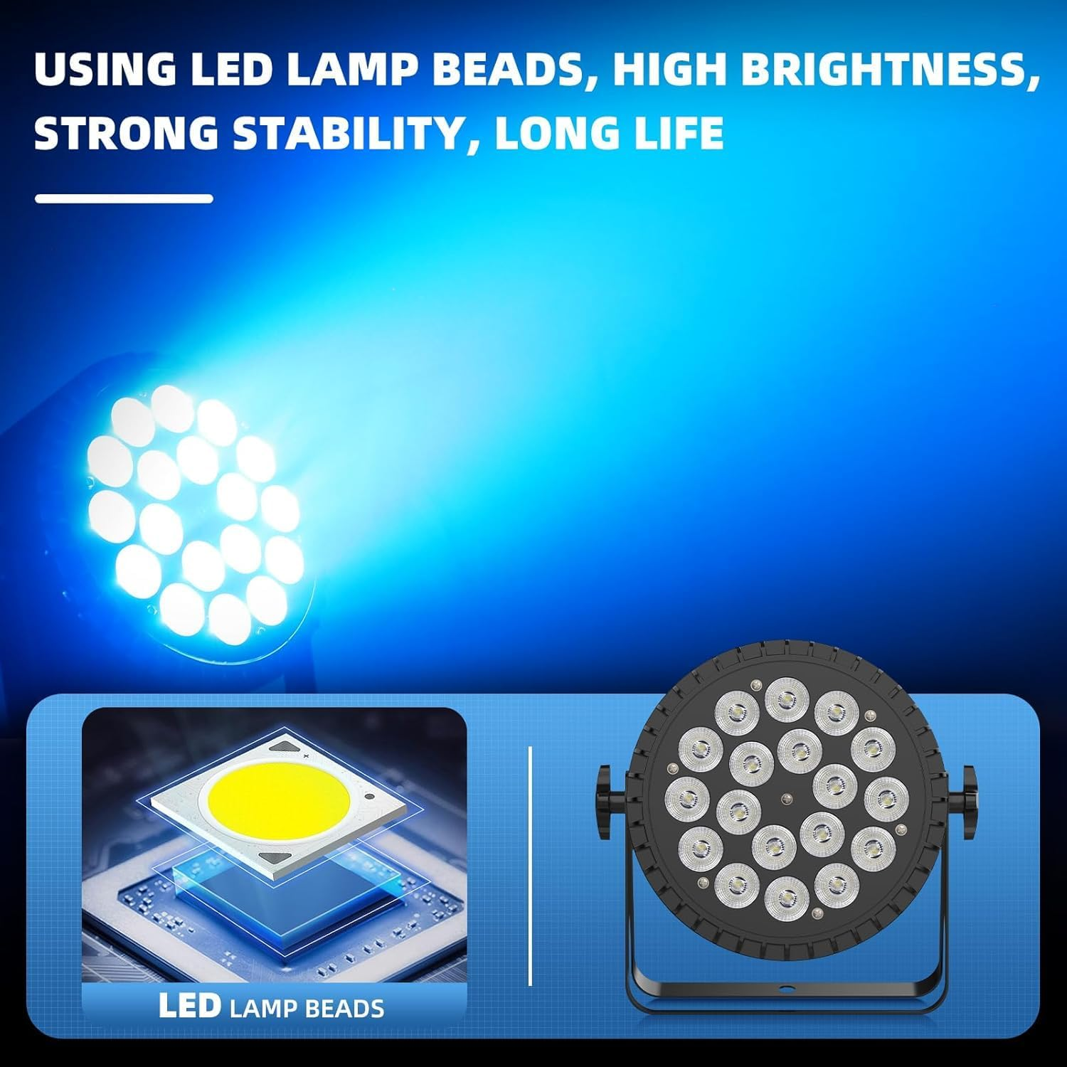 200W LED Par Lights RGBWA+UV 6-In-1 Stage Lights Par Can Lighting with DMX Control Sound Activated Uplights for Events DJ Wedding Party Church Live Show(4 Packs) image number 5