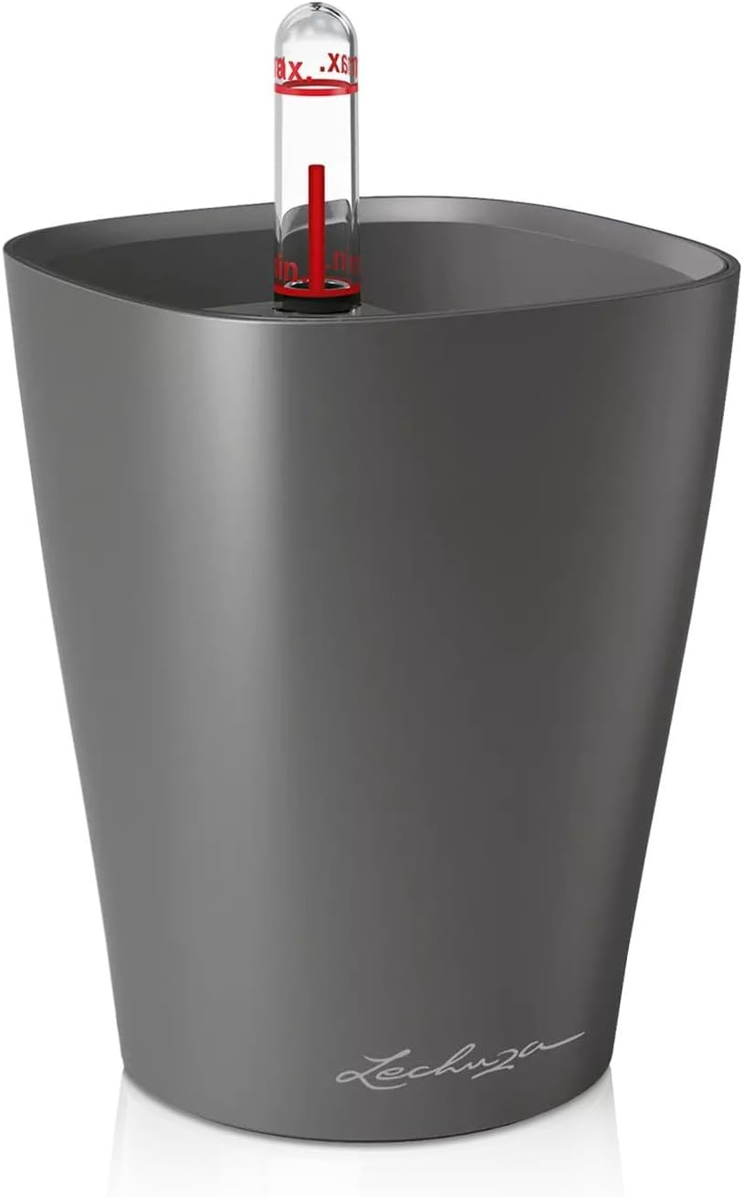 Lechuza Deltini Self-Watering Planter with Removable Planter Liner, High Gloss Scarlet Red