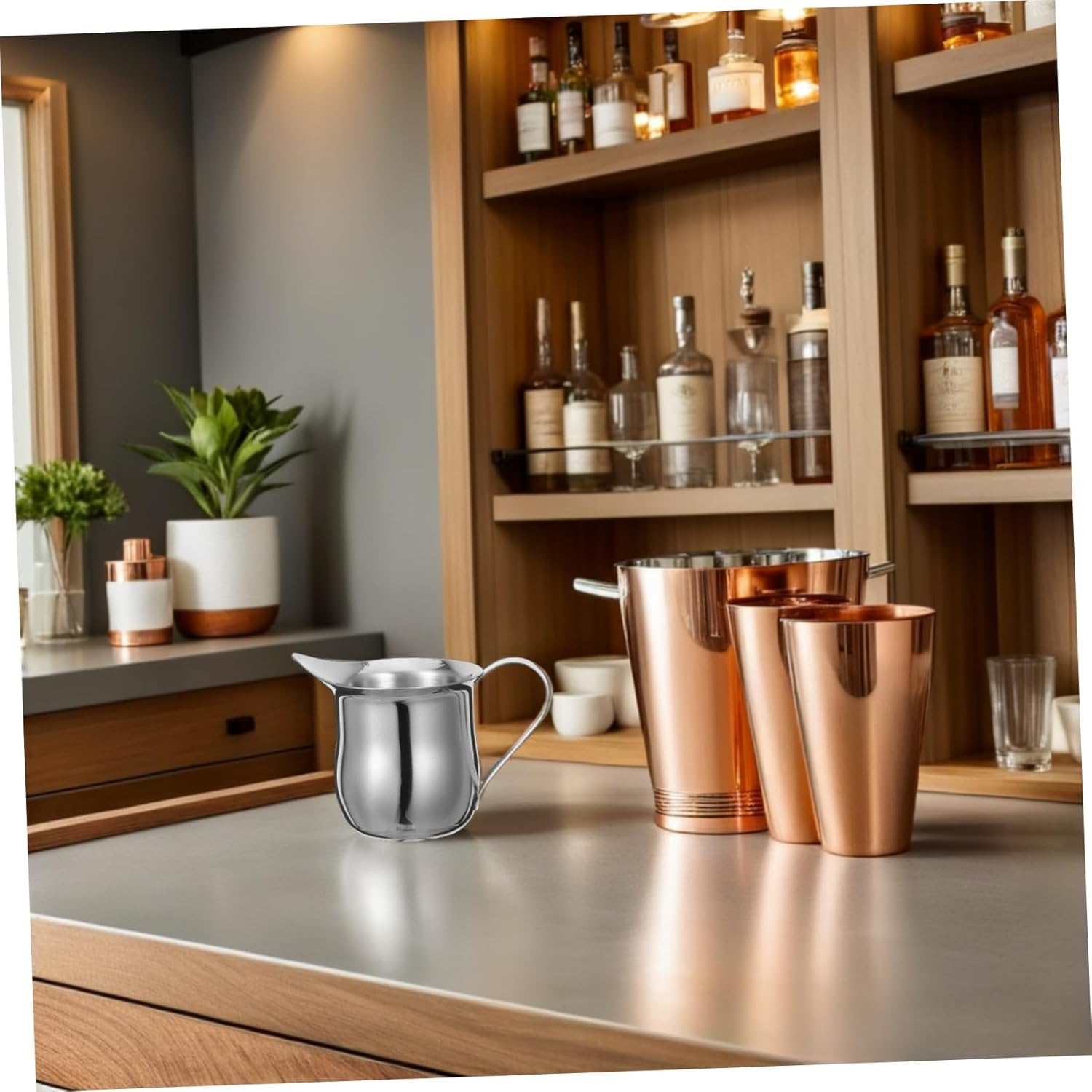 FUNOMOCYA Stainless Steel Mini Coffee Jug 3Oz 90Ml Milk Frothing Pitcher Espresso Milk Steamer Cup for Home Coffee Brewing 2Pcs Set image number 3