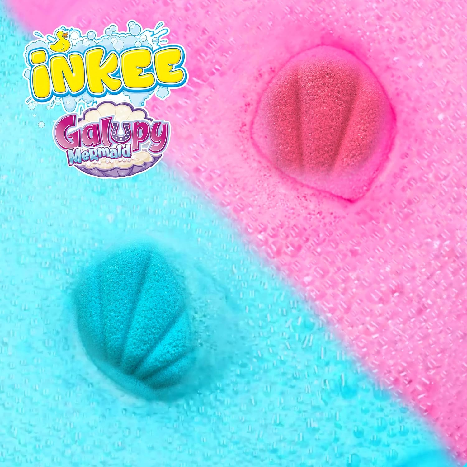 INKEE Galupy Mermaid Bath Bomb with Surprise, Children'S Bath Bomb in Shell Shape with Mermaid Figures and Cotton Candy Aroma Pack of 5 image number 5