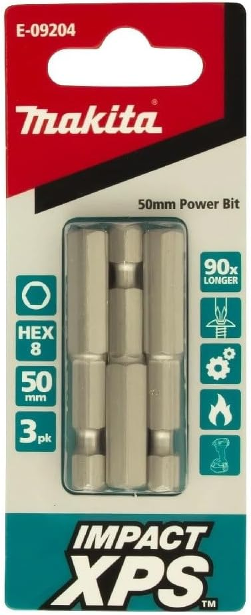 Makita Impact Xps Non-Torsion Power Bit, HEX8 X 50 Mm Size (Pack of 3)
