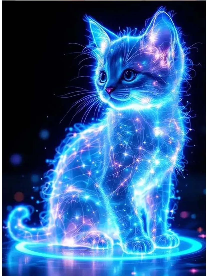 SHICERNHJ Cat Diamond Painting Kits for Adults DIY round Gem Art Animal Cute Cat Diamond Art Kits for Adults,5D Full Drill Diamond Dots Crafts Paintings Canvas for Beginners Home Decor 12X16Inch