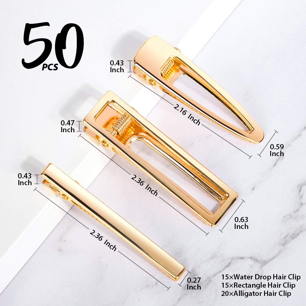 LEOBRO Metal Hair Clips, 50PCS Hair Clips for Women, Girls, Alligator Clips, Clips for Hair, Hair Barrettes for Women, for DIY Acrylic Resin Hair Clips, Hair Bows, Crafts, Gold - Silver image number 5