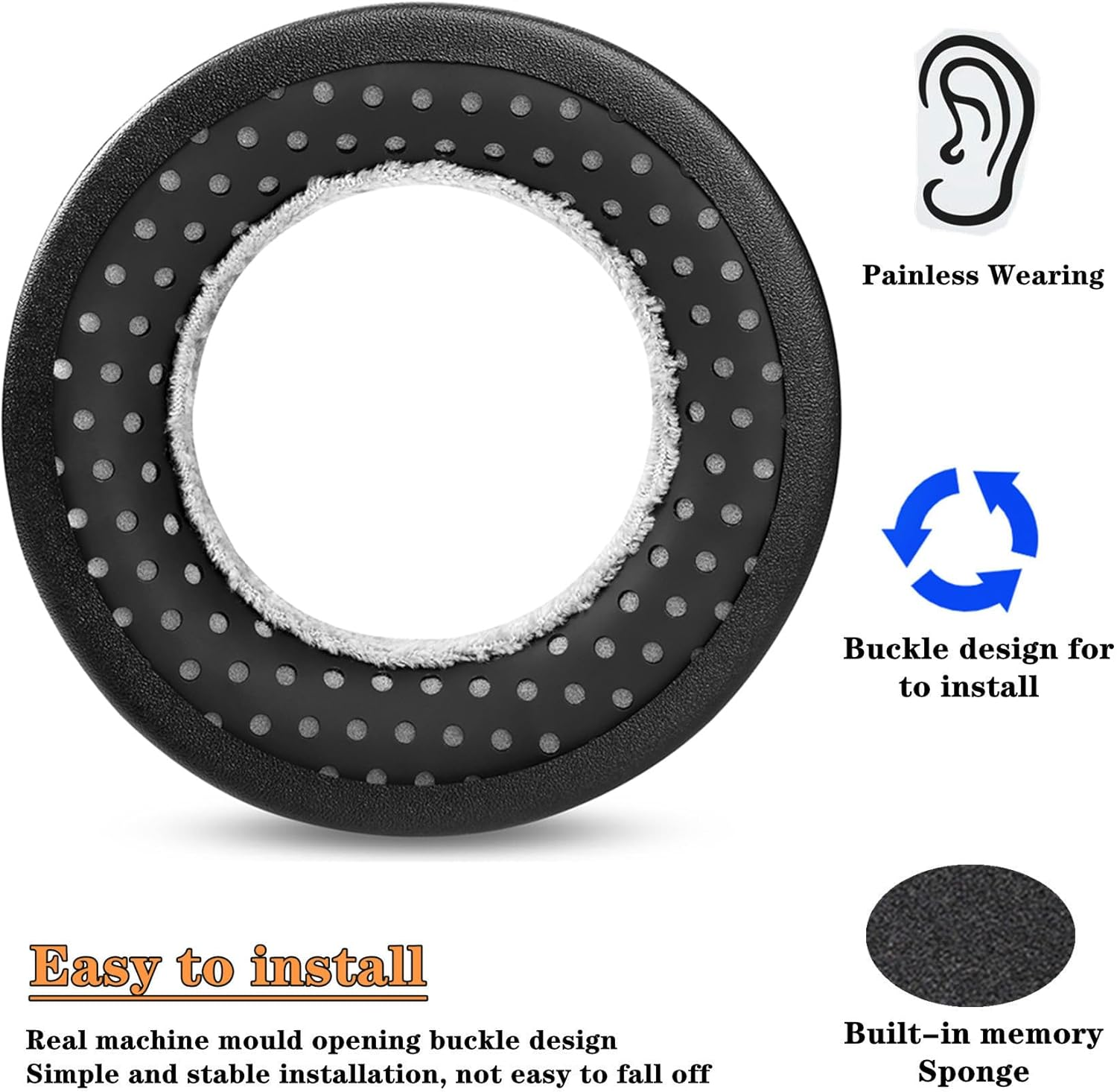 DT770 PRO Replacement Ear Pads Compatible with Beyerdynamic MMX300 DT770, DT880, DT990, DT 880 PRO, DT 990 Pro,Custom One Pro Headphones Headband Ear Cushions -Black image number 3