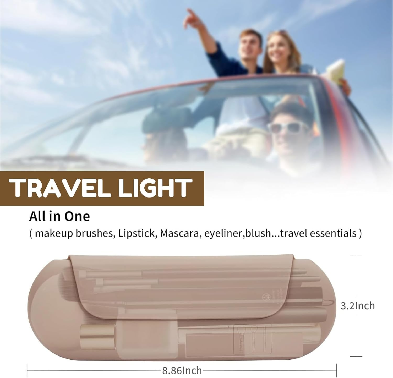 Silicone Makeup Brush Holder Travel Cosmetic Bag &ndash; Soft Portable Cosmetic Face Brushes Holder with Anti-Fall Out Magnetic Closure, Large Travel Makeup Brush Case (Walnut) image number 5