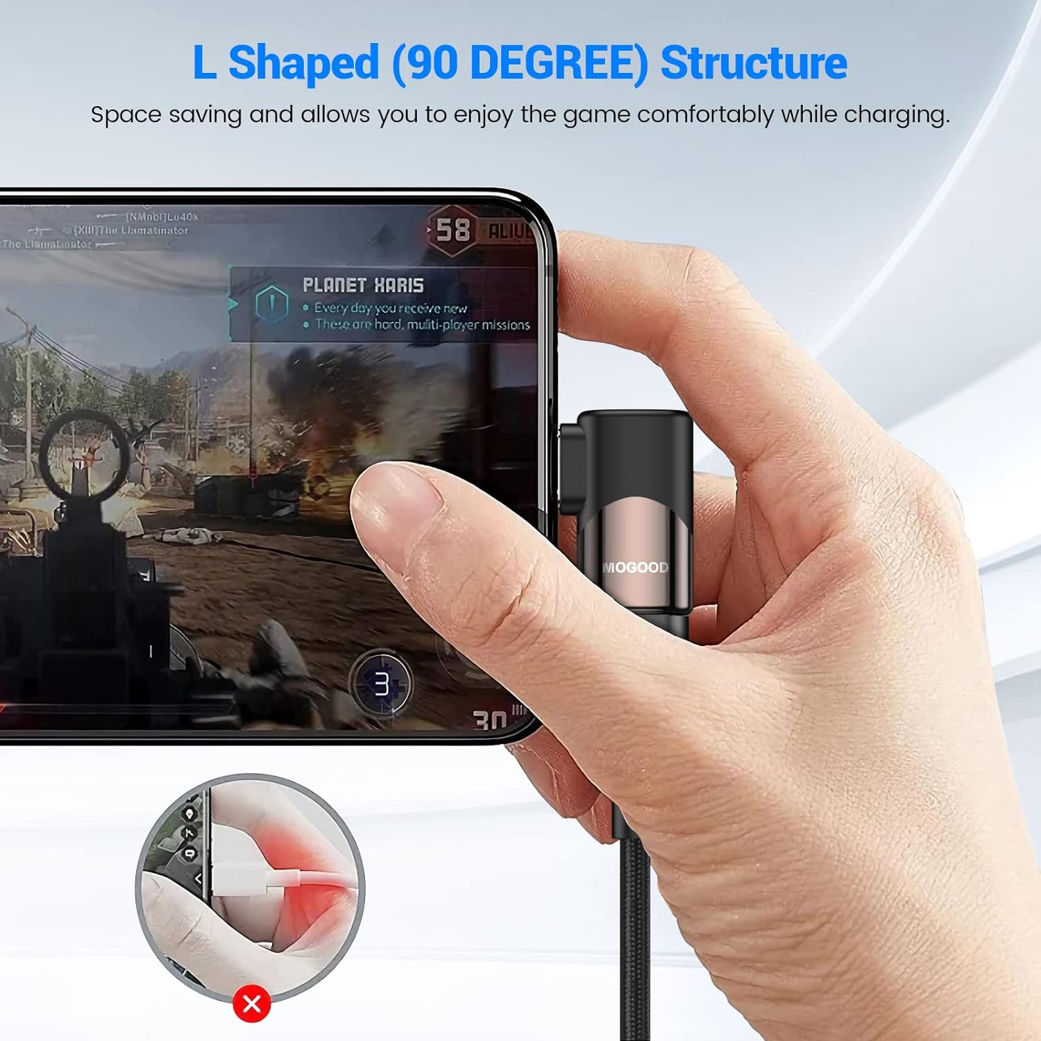 MOGOOD USB C 90 Degree Adapter C Male to C Female USB C Extender Right Angle USB C Adapter USB C Right Angle USB to Usbc Adapterfor Steam Deck Switch Notebook Tablet and Mobile Phone Accessories image number 6