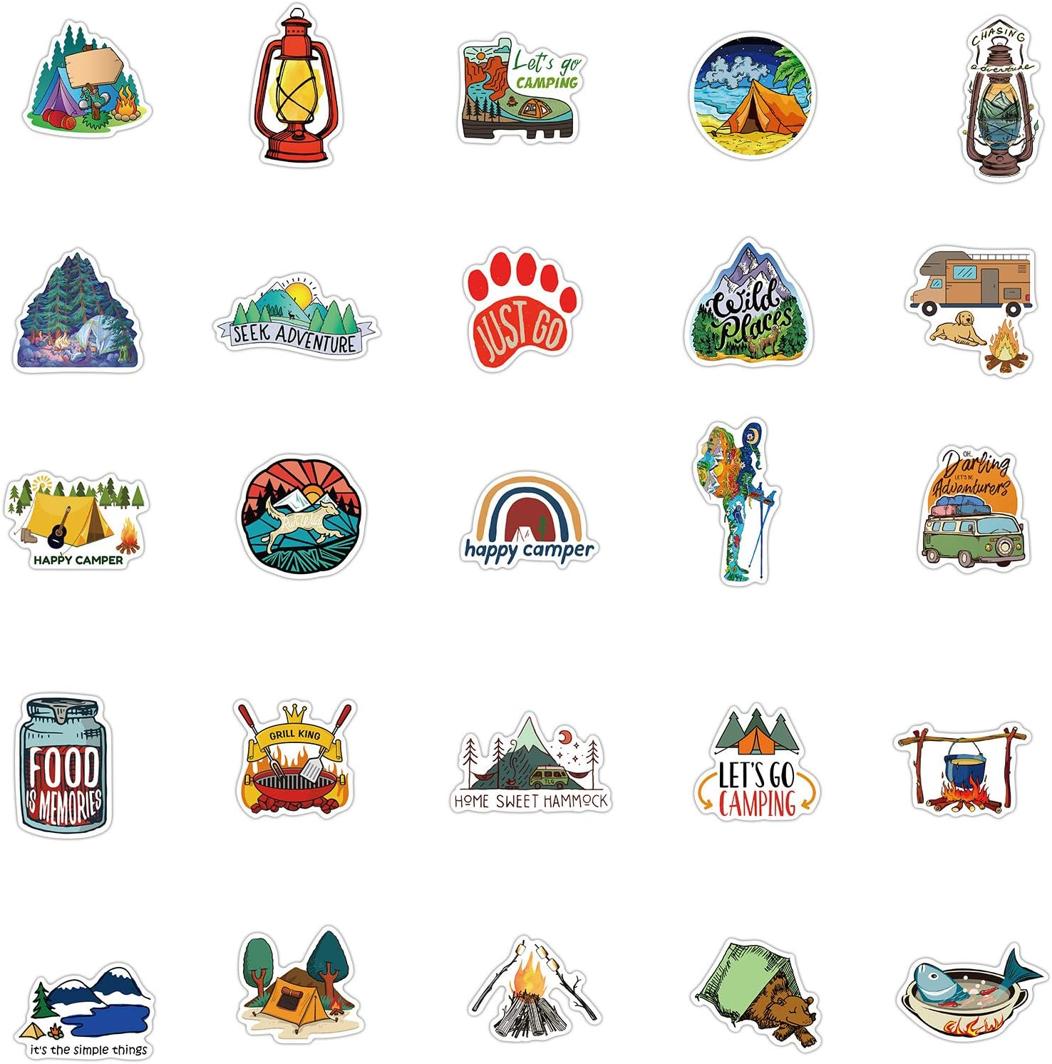 Outdoor Hiking Adventure Camping Water Bottle Stickers,50Pcs Kids Aesthetic Vinyl Waterproof Decorative Sticker,Luggage Motorcycle Wilderness Nature Decals for Camper Boys Adults Teens Girls image number 1