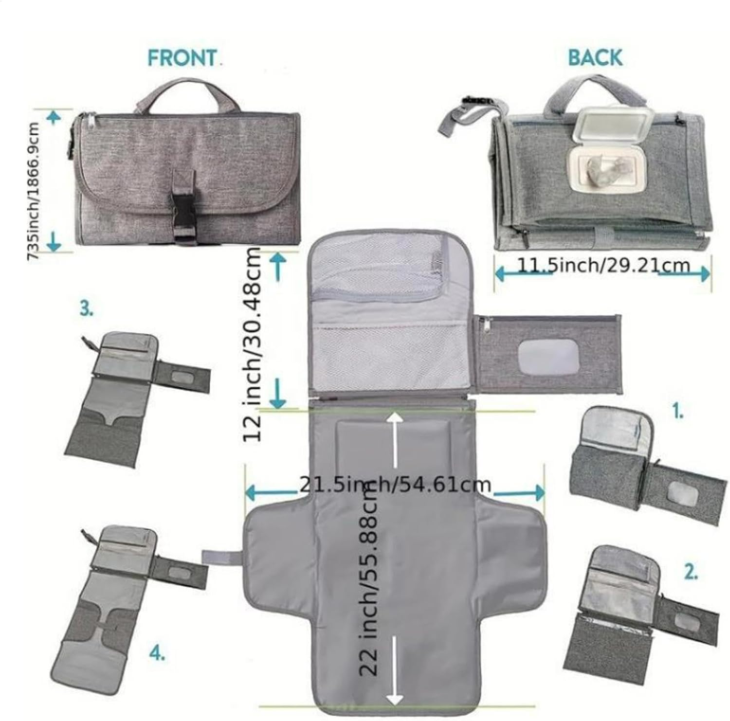 Foldable Baby Changing Pad, Portable Diaper Changing Pad, Compact Travel Changing Pad, Waterproof Baby Changing Mat, Foldable Diaper Mat, Lightweight Baby Changing Pad, Travel-Friendly Diaper Pad image number 2