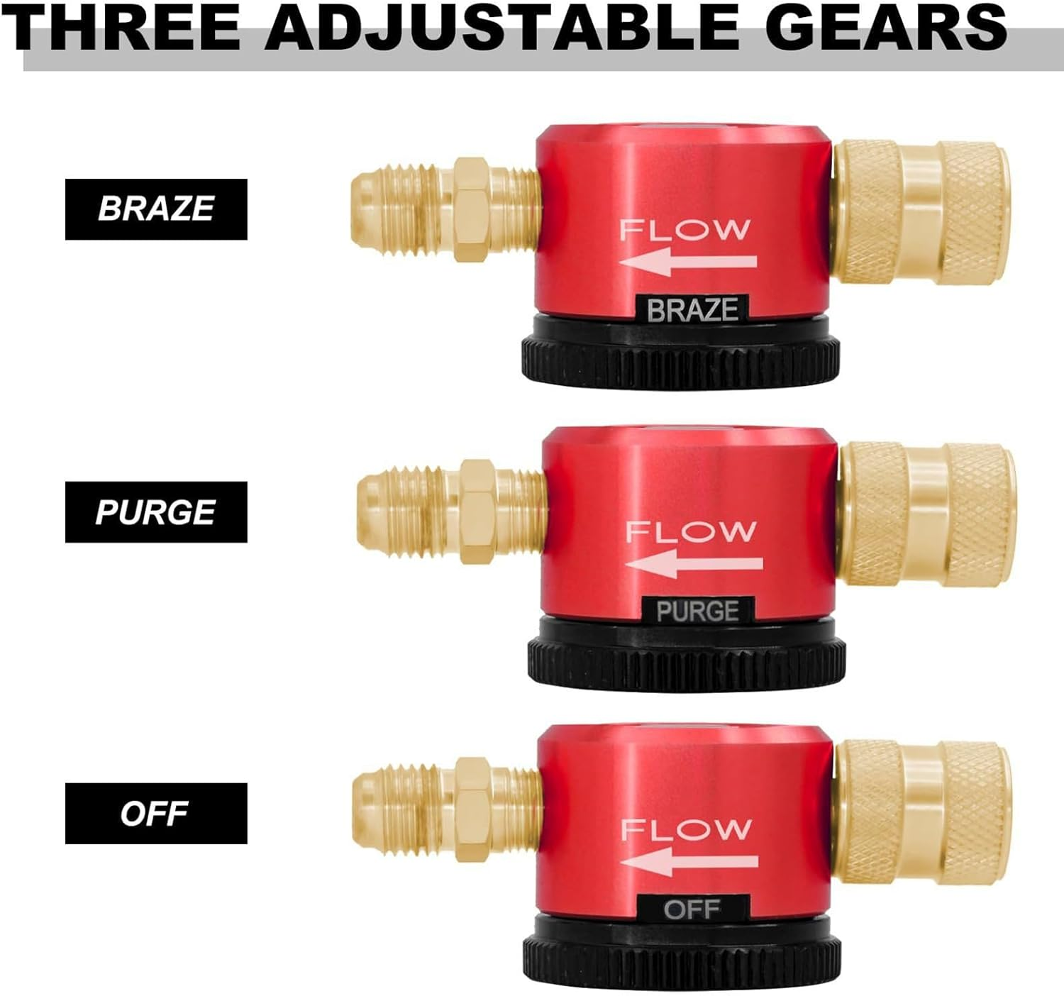 Nitrogen Purge Tool, Essential HVAC Equipment for Air Conditioning System Maintenance, Nitrogen Purging Tools, 1/4 Inch Port, 3 Point Position Dial, Red image number 2