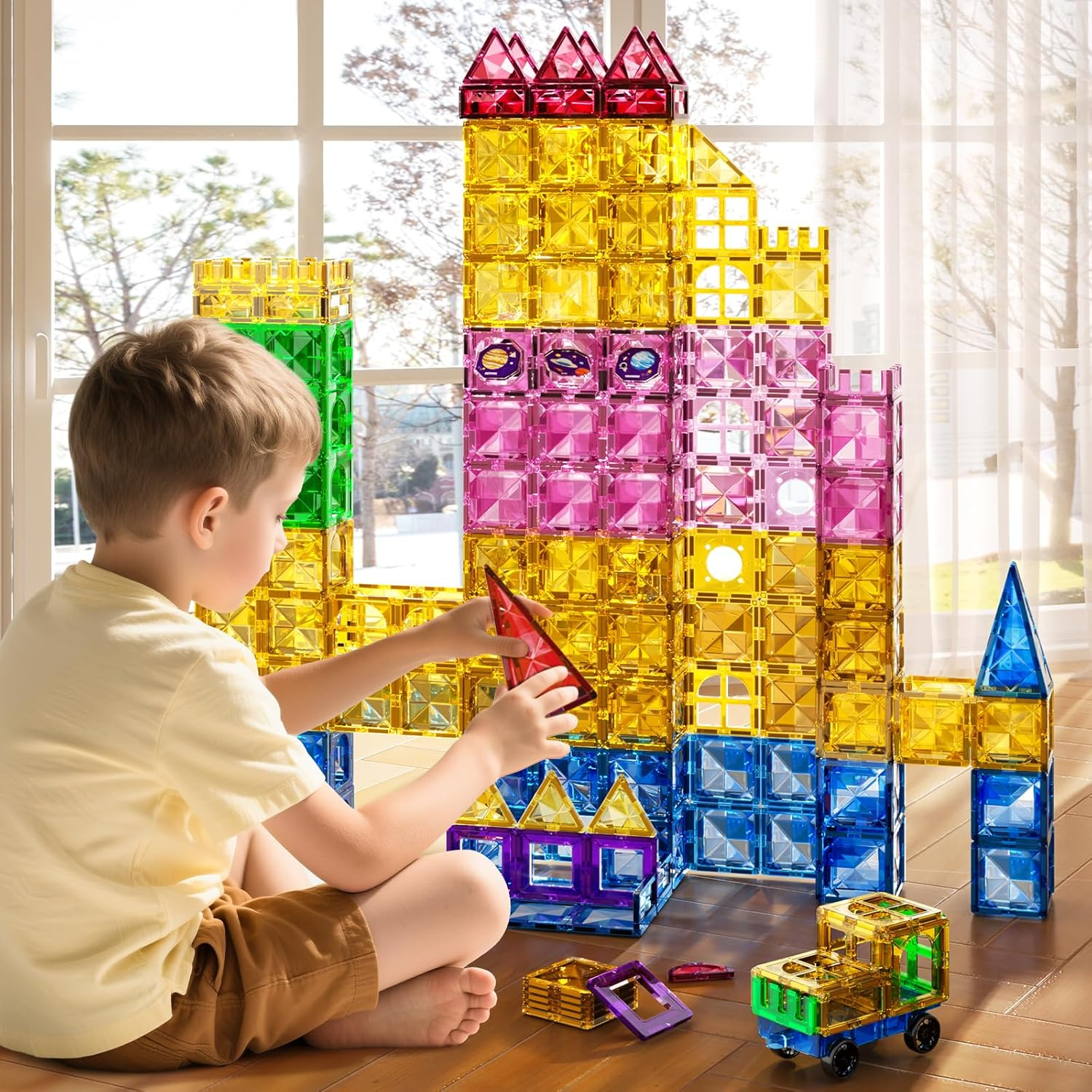 Magnatiles for Toddlers 1-3, Toddler Magnet Building Blocks Tiles Toys for Kids Ages 1-3 4-8, Preschool Learning Sensory Educational Gifts Toys for Boys and Girls 3+ Year Old image number 3