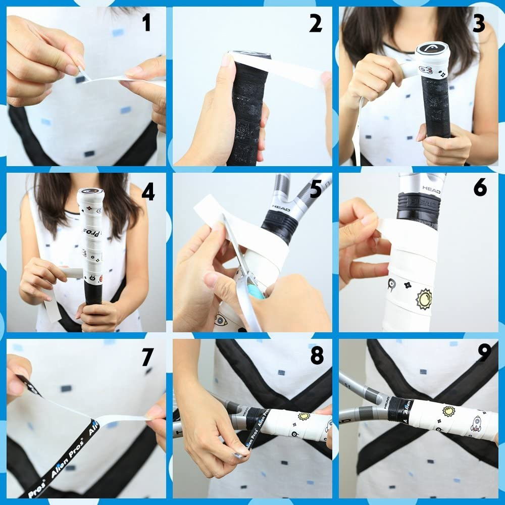 Alien Pros Tennis Racket Grip Tape (6 or 3 Grips) &ndash; Tac Moisture Feel Tennis Grip &ndash; Tennis Overgrip Grip Tape Tennis Racket &ndash; Wrap Your Racquet for High Performance (6 or 3 Grips) image number 6