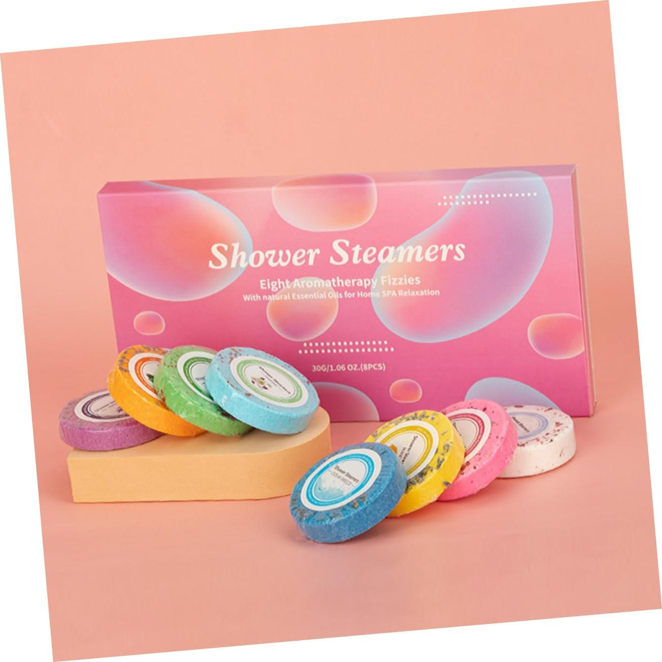 BAZEITFLOW Aromatherapy Bath Tablets 8-Piece Set Natural Essential Oil Shower Tablets Relaxing Bath Drops for Spa Experience for Women and Giving image number 5