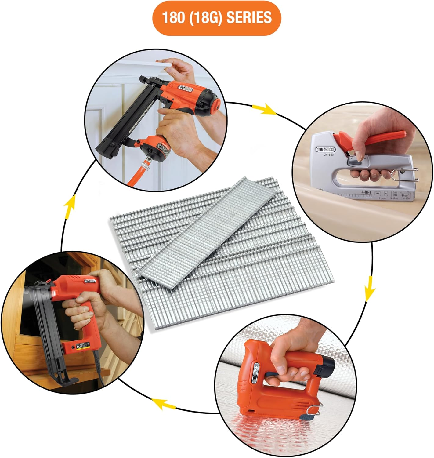 TACWISE 1509 Type 180/15 Mm Stainless Steel 18G Brad Nails, Pack of 2,000, Silver