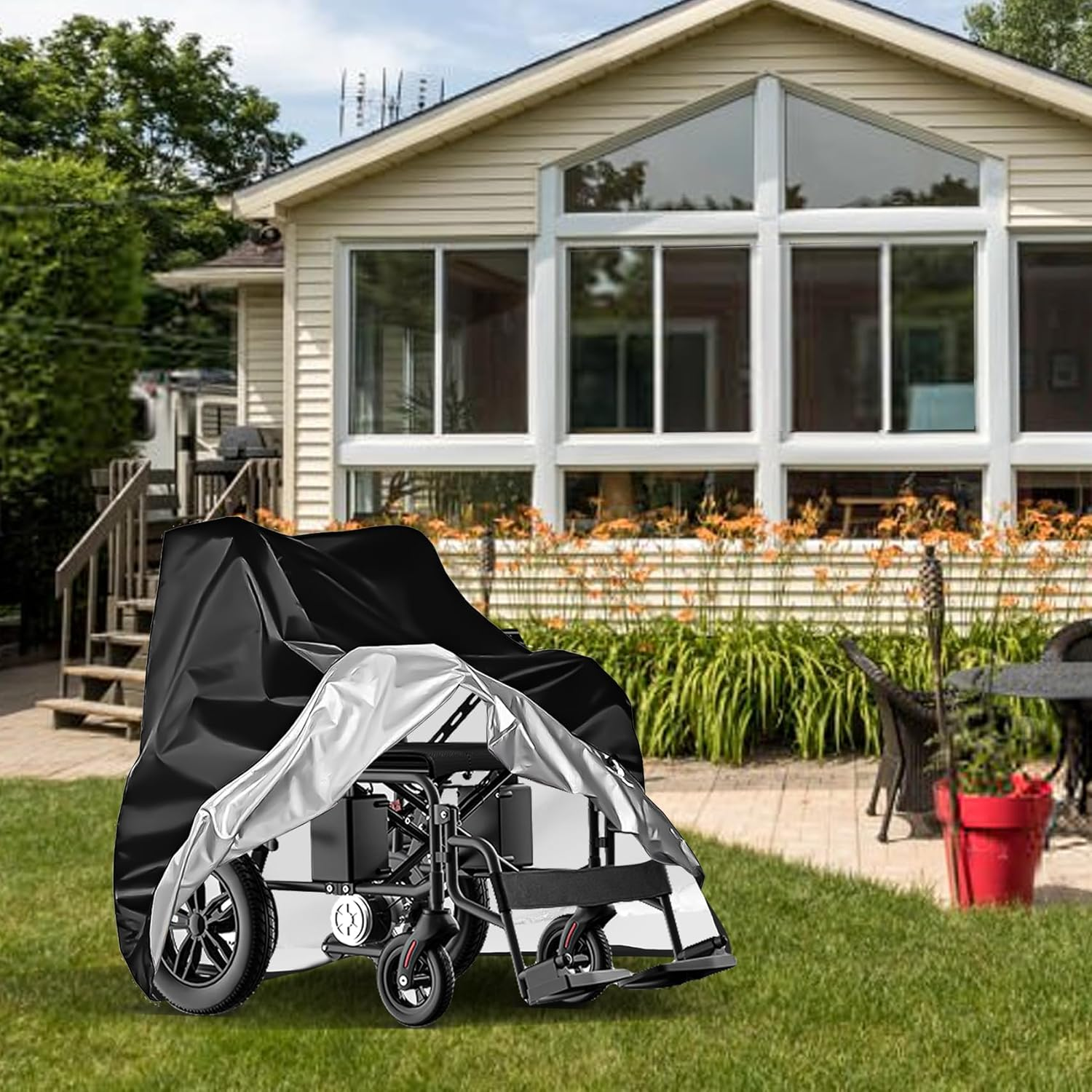 Heavy Duty Waterproof & Dustproof Electric Wheelchair Cover - Prevent Rain, Wind, Dust, Sun, UV for Indoor & Outdoor image number 3