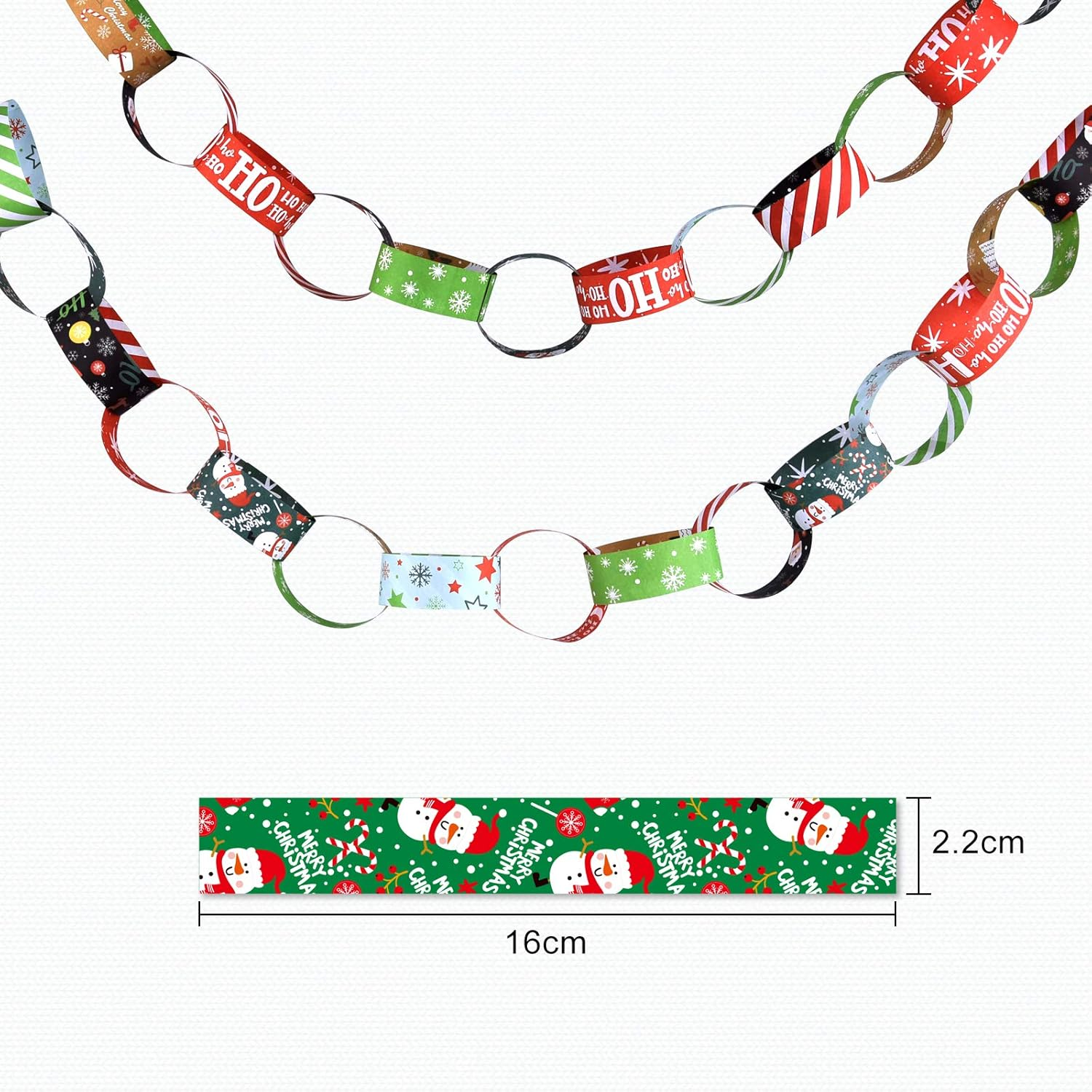 ASTARON 300Pcs Christmas Paper Chains Festive Printed Creative Paper Decorations image number 2