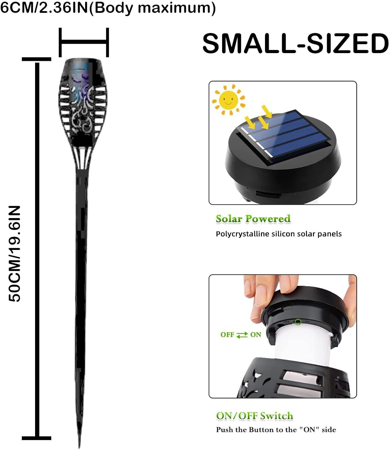 4Pack Solar Lights Outdoor, Solar Mini Torch Light for Garden Decor, Solar Garden Lights, Waterproof Solar Powered Outdoor Lights, Flame Torches for outside Patio Pathway Yard Decorations image number 2