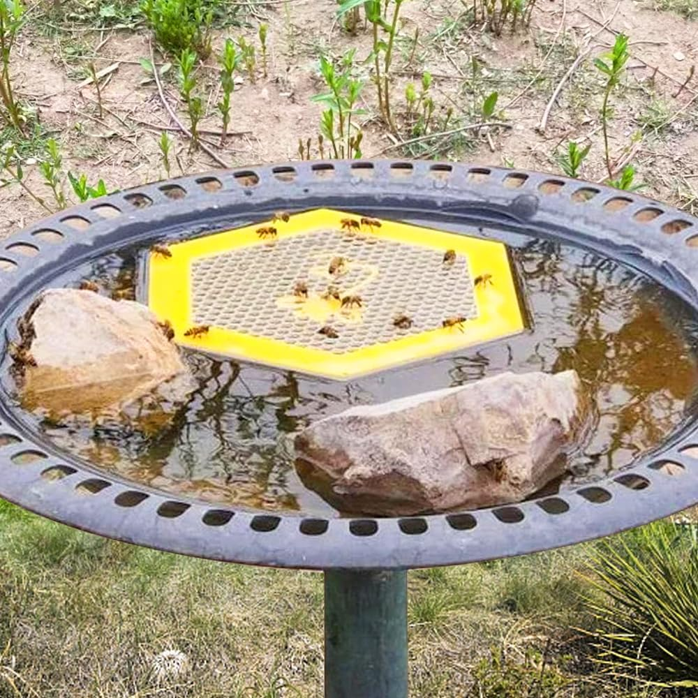 Floating Bee Island Bee Waterer,Bee Cups Bee Resting Area,2024 New Colorful Bee Waterer Butterfly Water Stations,Attract Bee for Garden (Yellow) image number 1