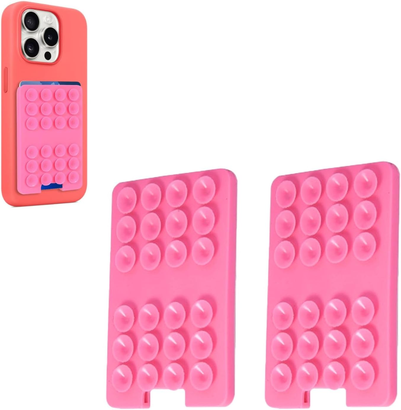 Silicone Suction Cup Phone Holder,2Pcs Phone Wallet,Adhesive Suction Phone Mount,Non Slip Suction Cup Phone Mount,Phone Suction Grip with Wallet (Black)