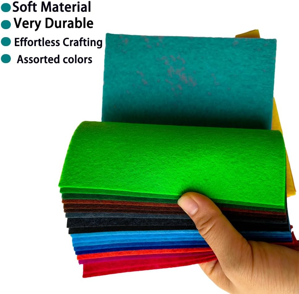 Yiyuanhe 40Pcs Coloured Felt Fabric Sheets 15 X 15 Cm,Assorted Colors Felt DIY Material Squares for Textile Fabrics DIY Craftwork Sewing Patchwork Craftwork Scrapbooks Supplies image number 5