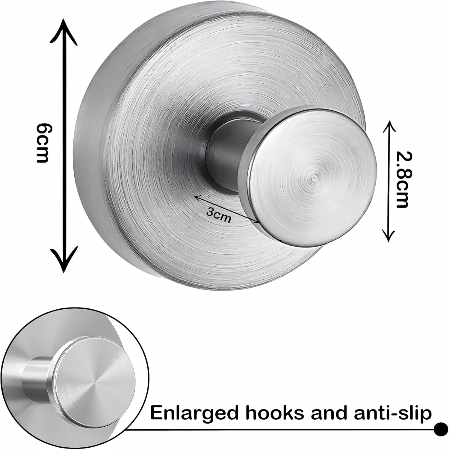 4 Pack Suction Cup Hooks for Shower, Bathroom, Kitchen, Glass Door, Mirror, Tile &ndash; Loofah, Hanging Towels, Coat, Bath Robe Hook Holder for Hanging up to 15 Lbs &ndash; Waterproof & Rustproof, Matte Silver - 4 Pack Black image number 7