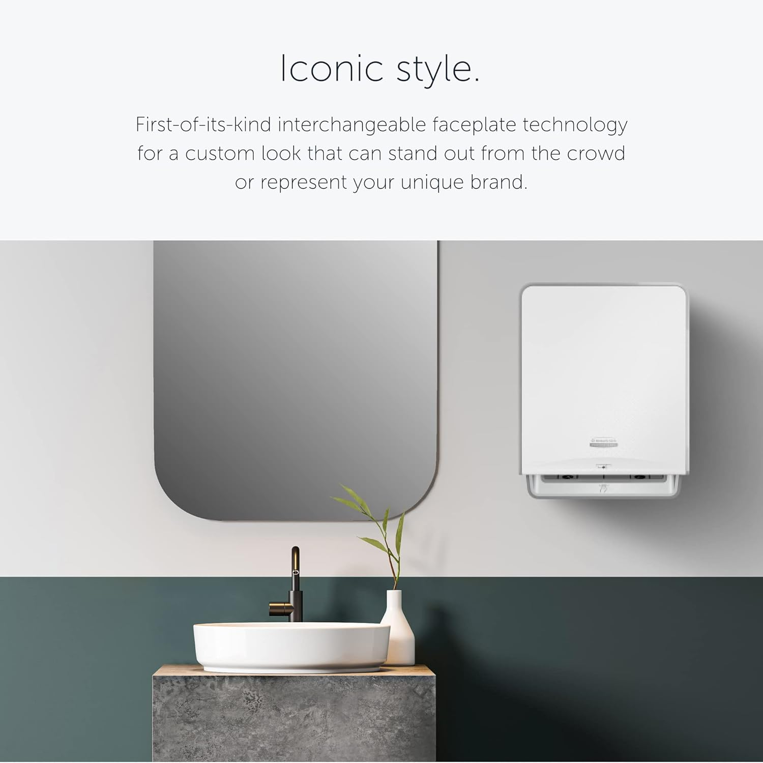 Kimberly-Clark Professional&trade; ICON&trade; Automatic Roll Towel Dispenser (53940), White Chassis with White Mosaic Design Faceplate; 1 Dispenser and Faceplate per Case image number 1