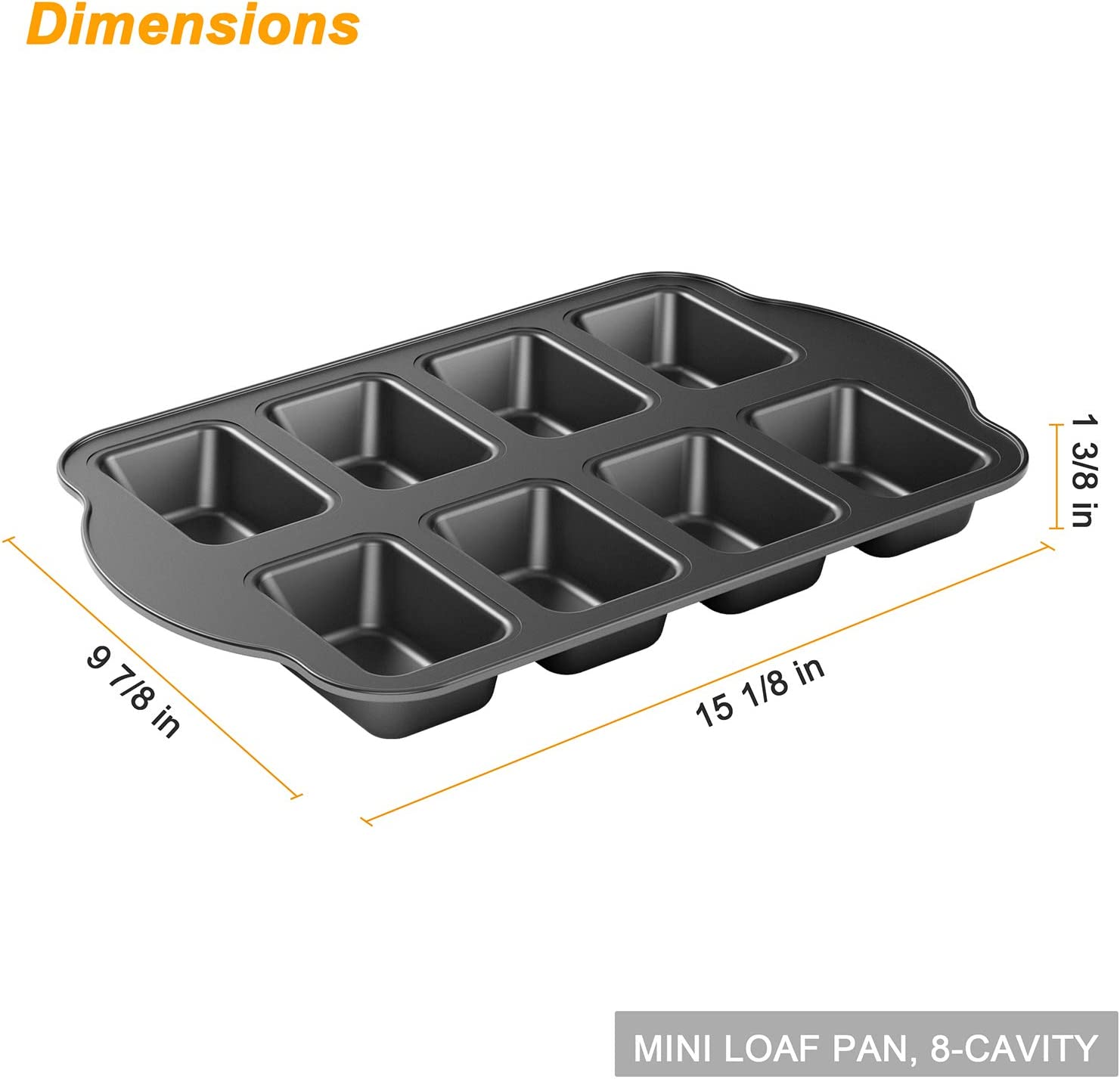 Tiawudi 2 Pack Non-Stick Mini Loaf Pan, Carbon Steel Baking Bread Pan, 8-Cavity image number 4