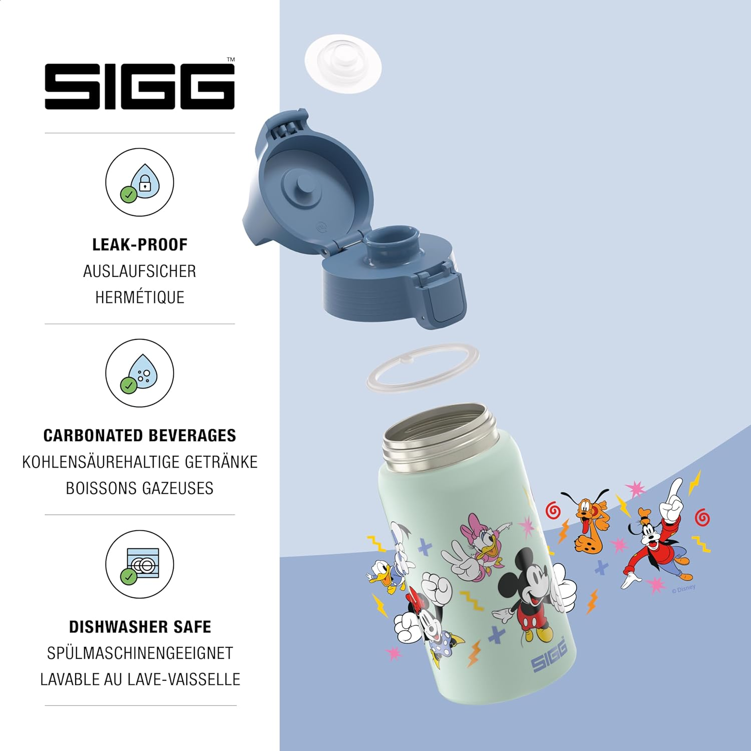 SIGG - Stainless Steel Children'S Water Bottle - Shield One Disney Mickey & Friends - Suitable for Carbonated Drinks - Leak-Proof - Light as a Feather - Bpa-Free - Sports & School - Xxxx - 0.5 L - 9 Princesses image number 2