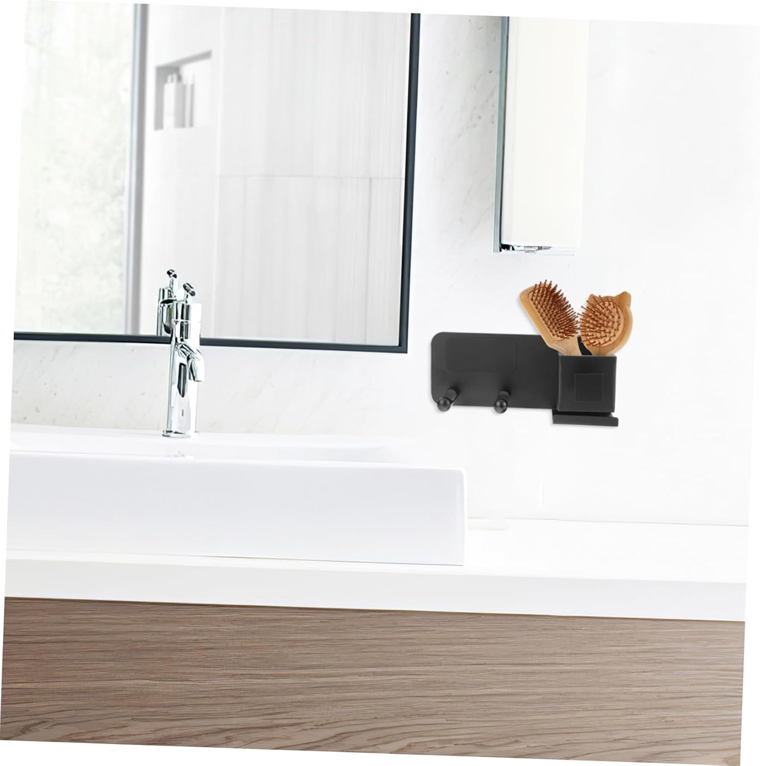 CALLARON Adhesive Hair Dryer Holder Wall Mount Blow Dryer Storage Rack Organizer for Bathroom with Multi Tool Storage Easy Installation image number 4