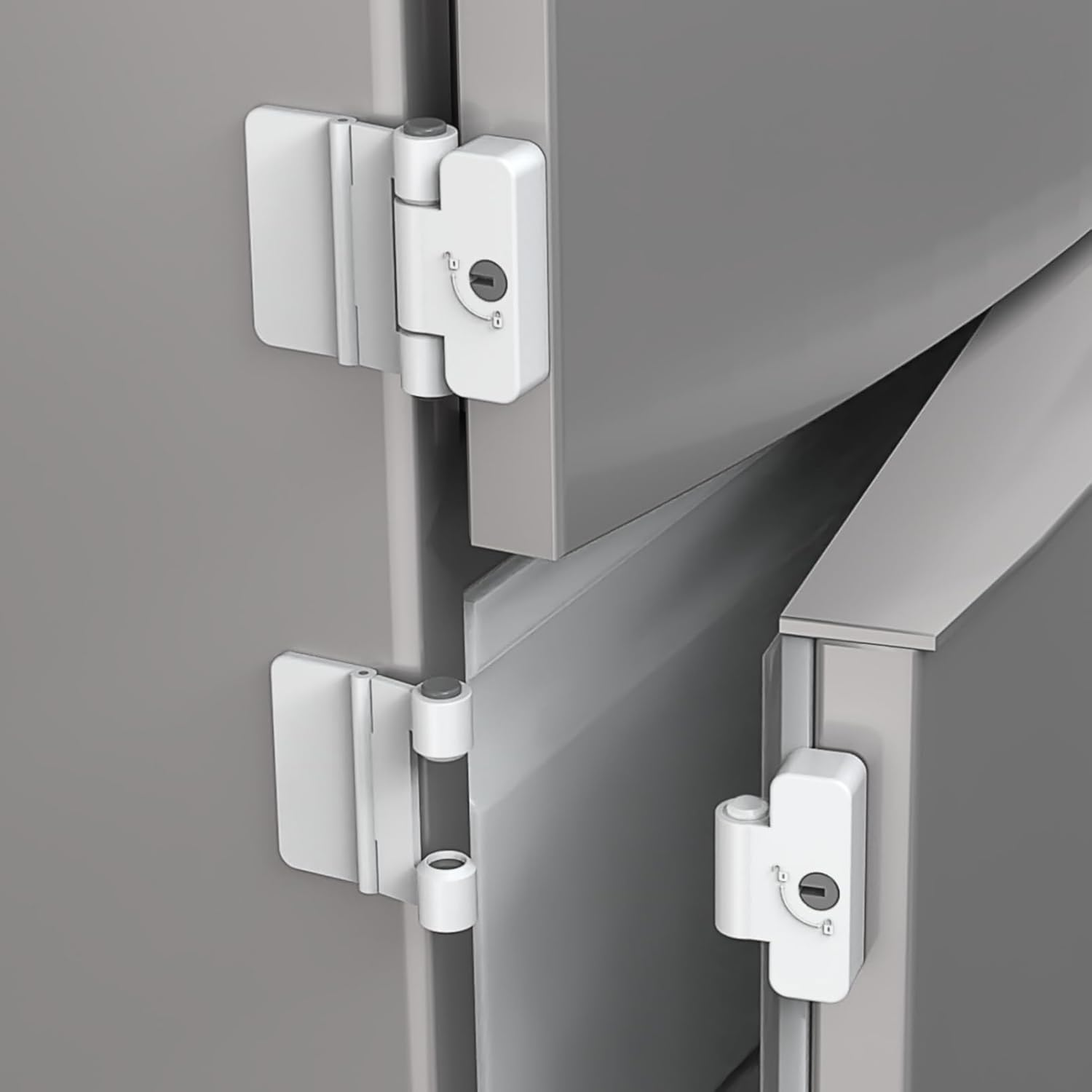 2 Pack Refrigerator Door Locks Double Button Adhesive Fridge Lock with Keys, File Drawer Lock, Child Proof Freezer Door Lock and Child Baby Safety Cabinet Locks image number 3