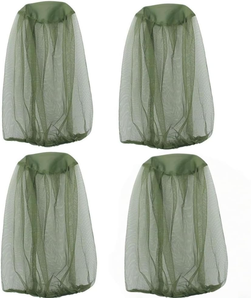 4 Pcs Head Net Mesh Face Neck Protection,55 X 58 Cm Mosquito Head Net,Premium Breathable Insect Shield Face Mesh,Extra Fine Holes Bug,With Drawstring,For Fishing, Camping, Hiking,Outdoor Activities image number 2